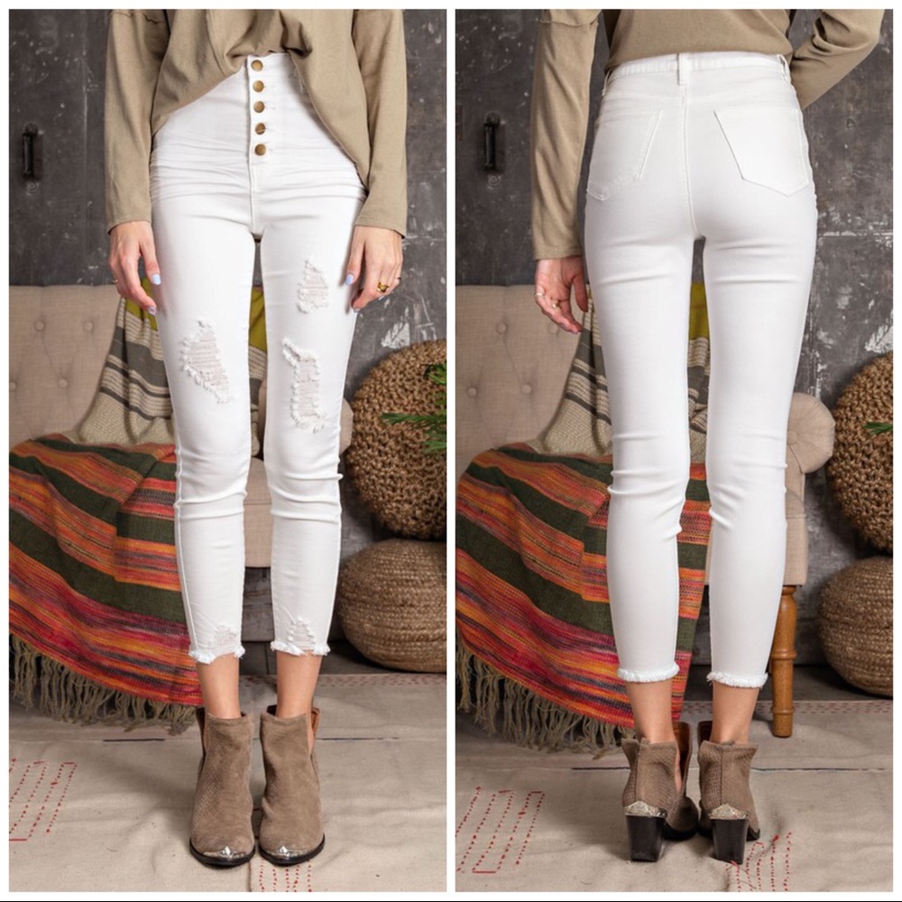 ✨HP✨ Button Down Front Distressed Pants - Picture 4 of 4